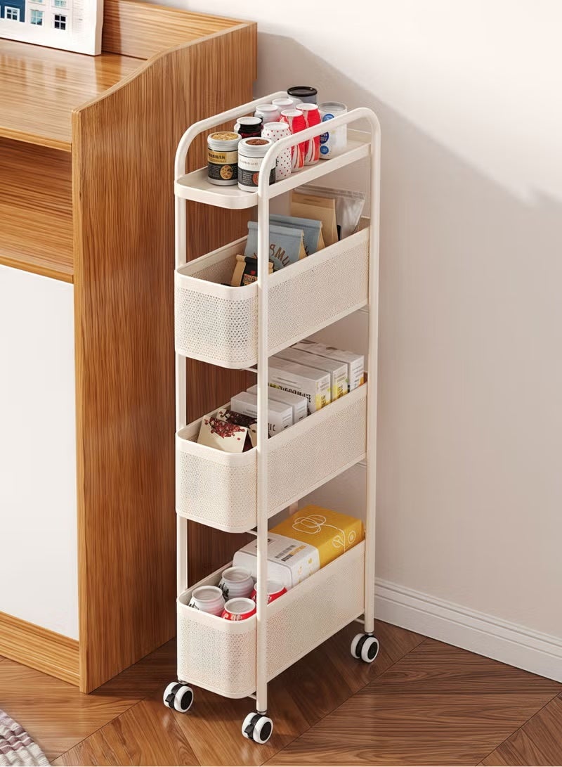 4Tier Plastic Drawer Storage Organizer Cabinet with Wheels, Space-Saving Shelving Unit for Bedroom, Kitchen, Bathroom - Image 1