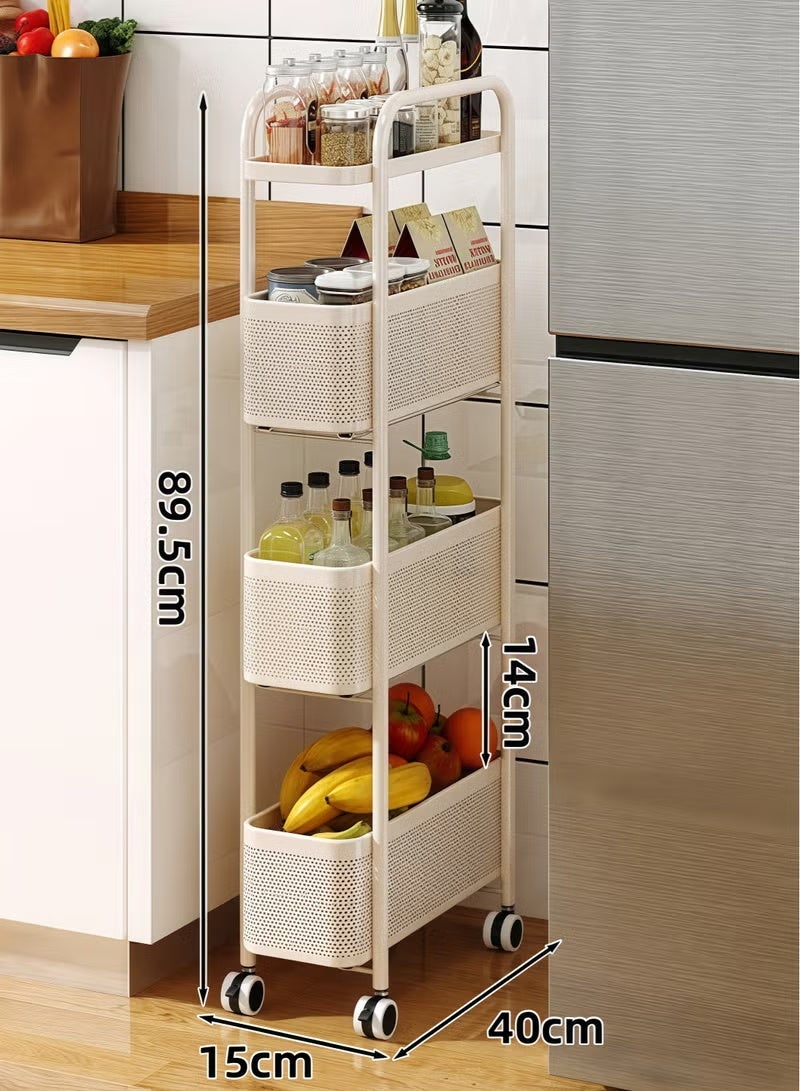 4Tier Plastic Drawer Storage Organizer Cabinet with Wheels, Space-Saving Shelving Unit for Bedroom, Kitchen, Bathroom - Image 2
