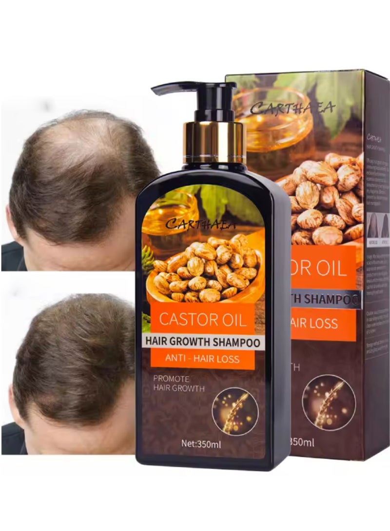Carthaea 350ml Castor Oil Hair Growth Shampoo for Dry and Damaged Hair Growth and Increase Thickness Anti Hair Loss Shampoo Strengthens Hydrates Prevent Breakage of Hair Castor Oil Shampoo - Image 1