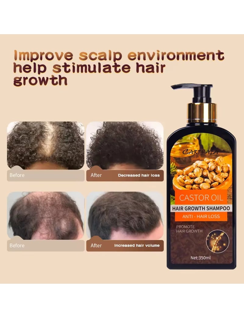 Carthaea 350ml Castor Oil Hair Growth Shampoo for Dry and Damaged Hair Growth and Increase Thickness Anti Hair Loss Shampoo Strengthens Hydrates Prevent Breakage of Hair Castor Oil Shampoo - Image 2