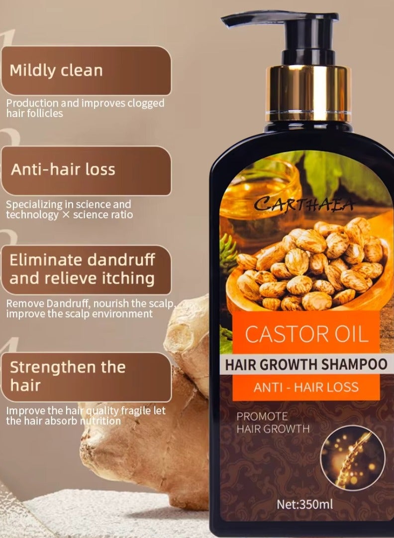 Carthaea 350ml Castor Oil Hair Growth Shampoo for Dry and Damaged Hair Growth and Increase Thickness Anti Hair Loss Shampoo Strengthens Hydrates Prevent Breakage of Hair Castor Oil Shampoo - Image 5
