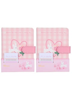 Thoraya 2Sets A6 Magnetic Buckle Notebook Binder Cute Bunny Pattern Daily Record Stationery Journal  - Image 3