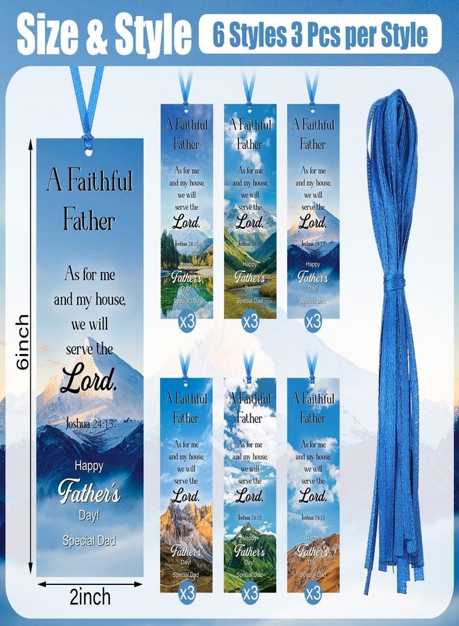 Landical 24 Pcs/12 Sets Christian Father's Day Gifts Bulk, Include 12 Faithful Father Bookmarks 12 Joshua 24:15 Keychains Special Dad Religious Gift for Men Dad Church Party Favor - Image 2
