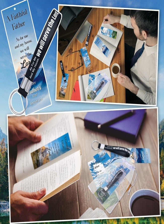 Landical 24 Pcs/12 Sets Christian Father's Day Gifts Bulk, Include 12 Faithful Father Bookmarks 12 Joshua 24:15 Keychains Special Dad Religious Gift for Men Dad Church Party Favor - Image 4