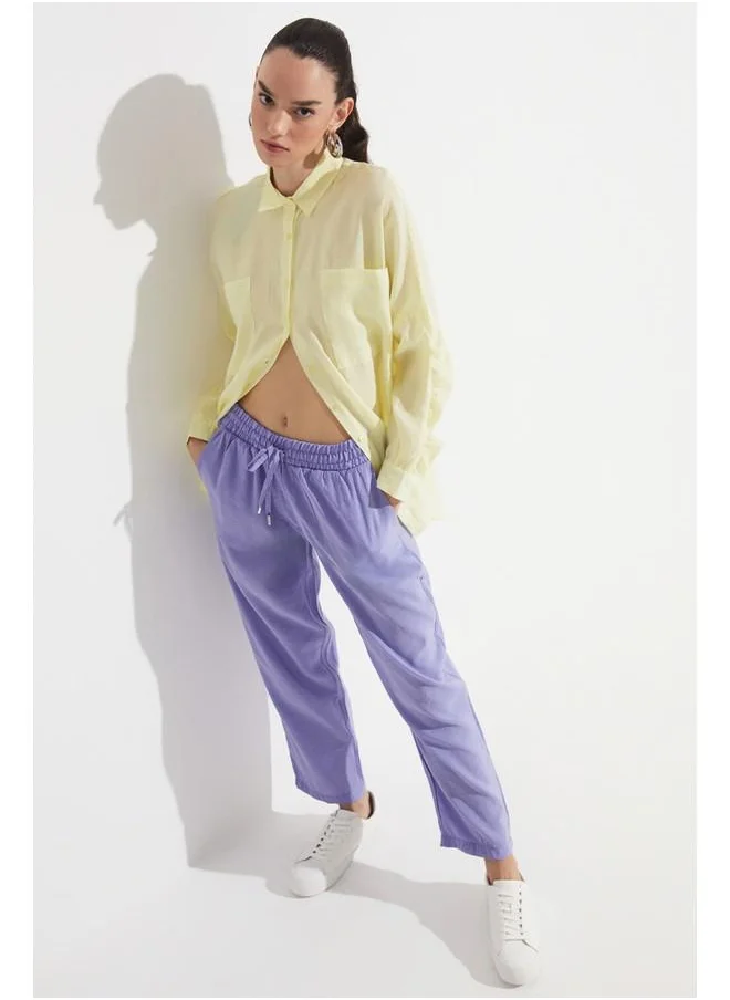 جون June Exclusive Elastic Waist Modal Blend Trousers