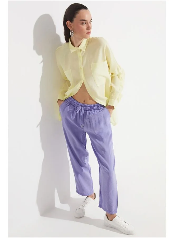 جون June Exclusive Elastic Waist Modal Blend Trousers