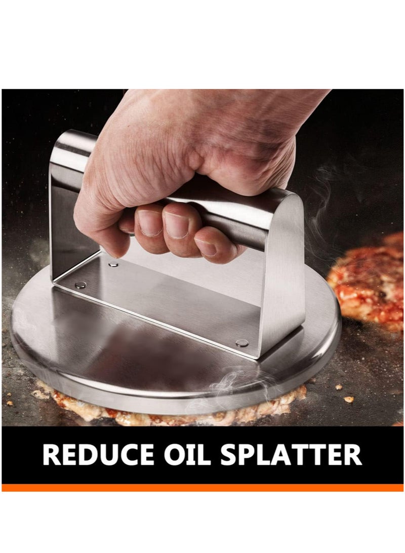 بينكو مكبس برجر مع حافة وورق فطائر برجر دائري 12 سم، مجموعة من 100 ورقة فطائر غير لاصقة، هارس برجر من الفولاذ المقاوم للصدأ 430، لمكبس البرجر، الفطائر المتعرجة، وخبز الكيك - Image 3