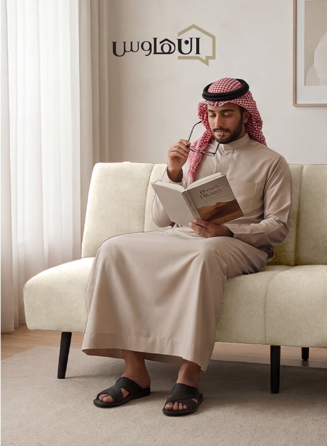 In-House Sana | Sofabed 2 In 1 Upholstered In Linen - Light Beige - Image 3