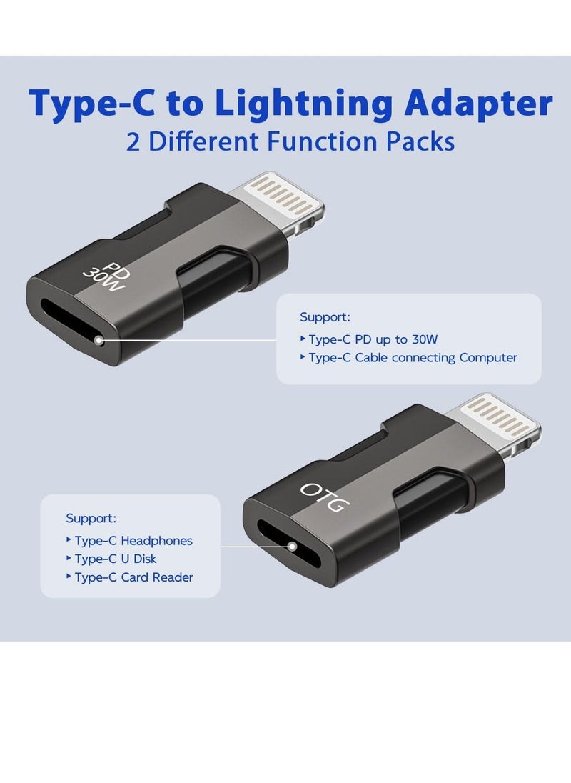 Generic - 2 Pack USB C Lightning Adapter with 30W PD Support Fast Charging Data and Audio Adapter Transfer Male to Lightning Female Headphones Converter Fit for iPhone for iPad Fast Charging and Audio - Image 1