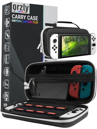 Orzly Carry Case for Nintendo Switch Oled console with accessories and Games storage compartment - Easy Clean Case Gift Boxed Edition - Image 1