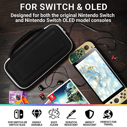 Orzly Carry Case for Nintendo Switch Oled console with accessories and Games storage compartment - Easy Clean Case Gift Boxed Edition - Image 2