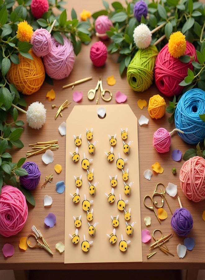 SelHeng 30 Pcs Felt Bees for Crafts Cute Pom Pom Bees Small Felt Craft Balls Mini Bees Figures for Decorations DIY Supplies Felt Applique Kits - Image 4