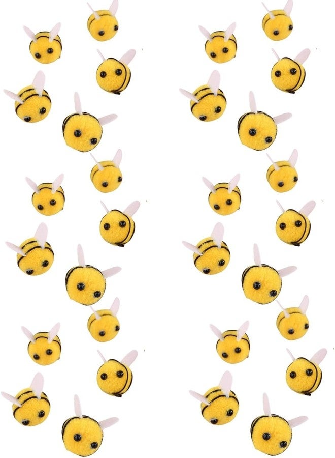 SelHeng 30 Pcs Felt Bees for Crafts Cute Pom Pom Bees Small Felt Craft Balls Mini Bees Figures for Decorations DIY Supplies Felt Applique Kits - Image 1
