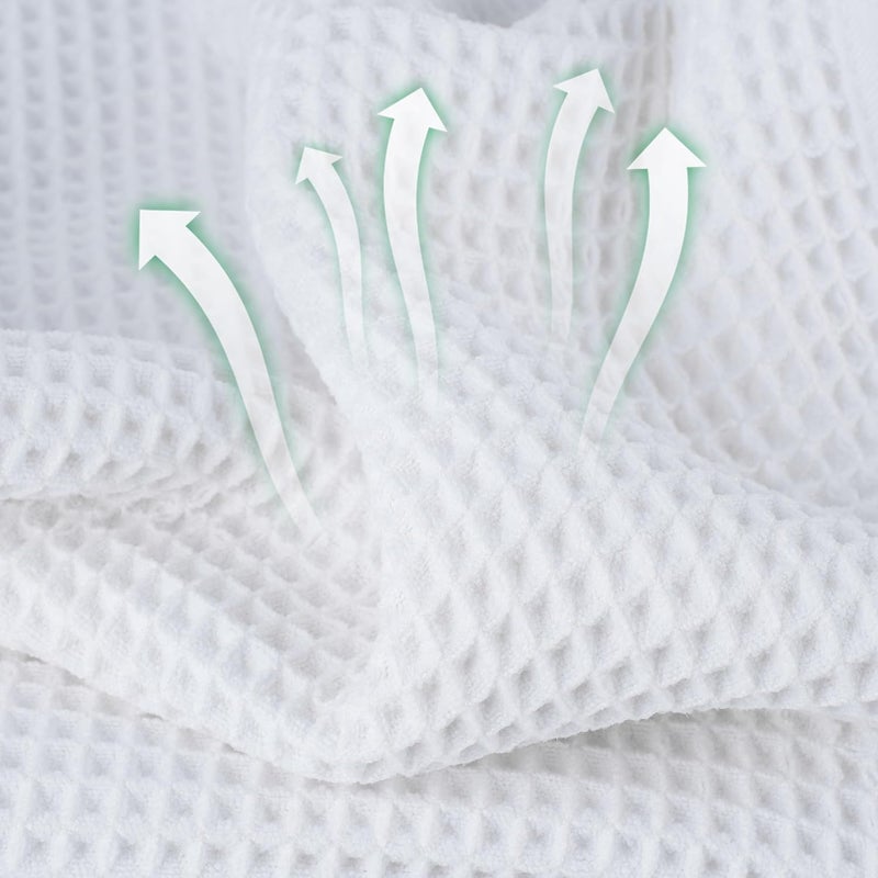 MICROFI New Microfiber Waffle Bath Towels, 2 Pieces, Oversized, Soft, Absorbent, Fast Drying, Lint Free (White) - Image 2