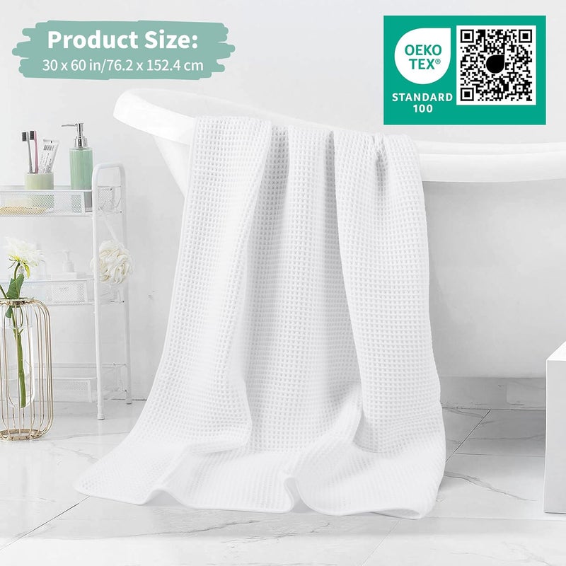 MICROFI New Microfiber Waffle Bath Towels, 2 Pieces, Oversized, Soft, Absorbent, Fast Drying, Lint Free (White) - Image 5