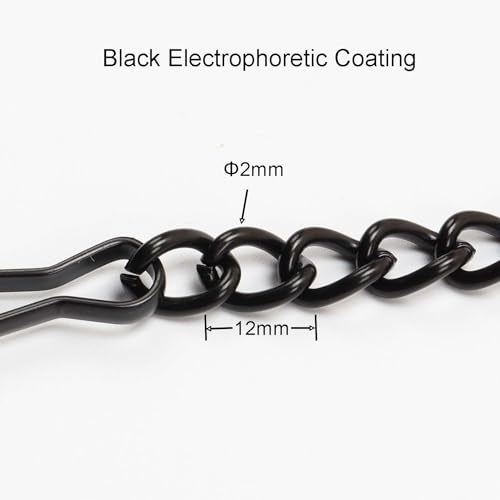 Bieye Metal Chain with Safety Hooks for Tiffany Style Stained Glass Window Panel Hangings, 30 inches Long Black Electrophoretic Coating, Chain001 - Image 3