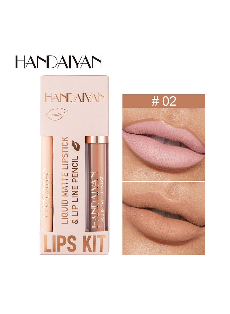 Handaiyan 2 in 1 Lip Liner & Lipstick Super Stay Matte Lip Pencil Set,Cosmetics Non-Stick Cup，Nude，Long Lasting Lip Liners Pencil Set For Women & Girls Waterproof,Extreme Finish Makeup, Neutral - Image 1