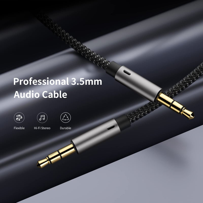 Ruaeoda Aux Cord 3 ft,3.5mm Audio Cable Male to Male Stereo Hi-Fi Sound Nylon Braided aux to aux 1/8 Cable for Headphones Car Home Stereos Speakers - Image 2