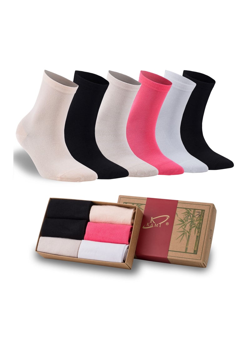 Kami جوارب نسائية ناعمة للغاية من الخيزران مضادة للبكتيريا، 6 أزواج - Image 1