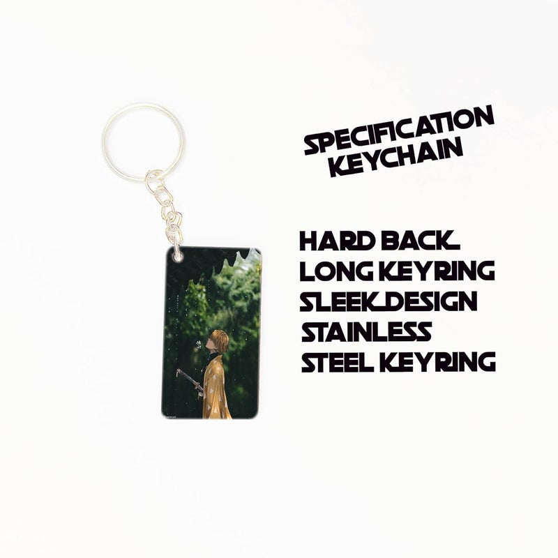 OUTFITQUE Premium Pack of 2 Anime285 Printed Long Keychain For Bike Scooty Car MDF Keyholder