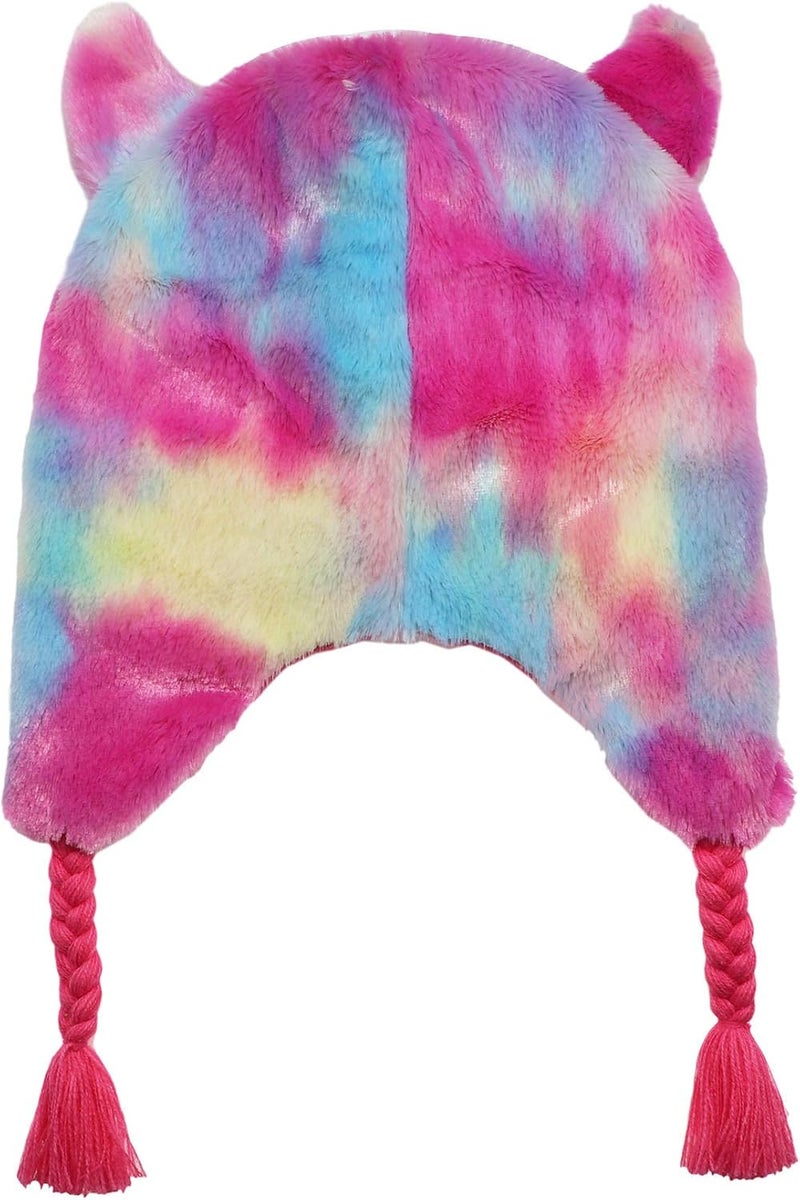 Newfancy Kids Little Girls Unicorn Beanie Winter Hat Rainbow Faux Fur Plush Fleece Lined Earflap Cap - Image 2