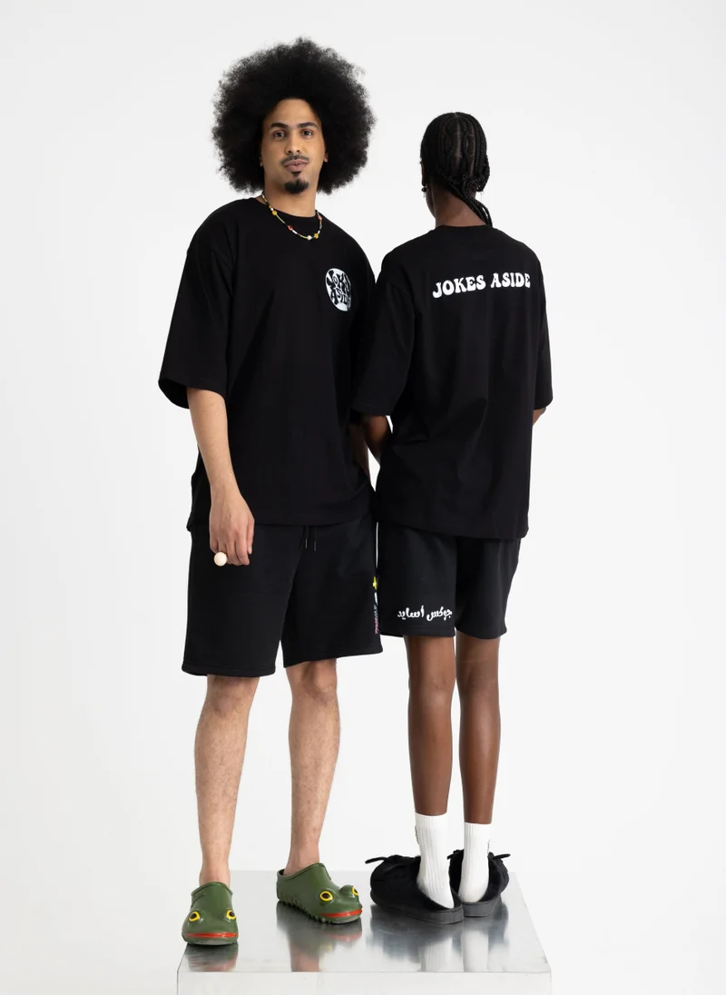 JOKES ASIDE Black LOGO T-shirt