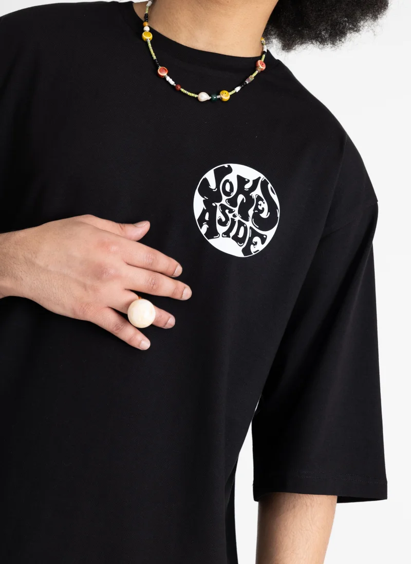 JOKES ASIDE Black LOGO T-shirt
