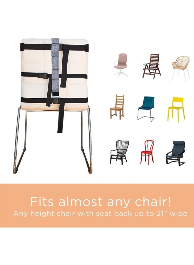 DUNISO Baby Portable High Chair Travel Strap Seat，Universal Washable Toddler Chair Seats Belt，Travel Harness Seat with Adjustable Shoulder Strap，for Indoor and Outdoor,Grey - Image 5