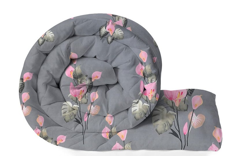 BSB HOME® الجيل الثاني 220 GSM ميكروفايبر مريح قابل للعكس لحاف/بطانية للتدفئة/لحاف/دوفيت لحجم سرير مزدوج ملكي (230X250 سم، رمادي فاتح زهري) - Image 1