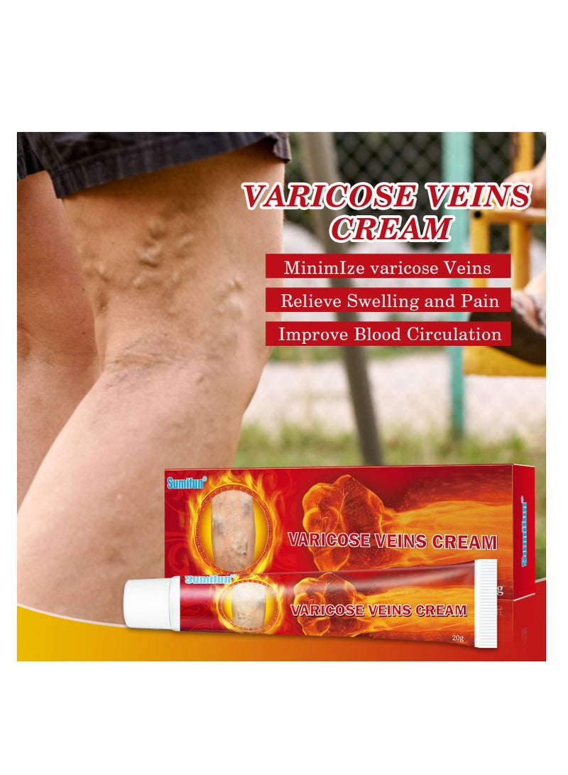 Sumifun Varicose Vein Cream for Legs Reduces Spider Veins and Heaviness Anti Varicose Vein Soothing Leg Cream to Improve Blood Circulation Enhance Capillary Varicose Vein Repair Cream 20g - Image 4