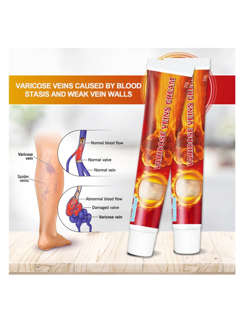 Sumifun Varicose Vein Cream for Legs Reduces Spider Veins and Heaviness Anti Varicose Vein Soothing Leg Cream to Improve Blood Circulation Enhance Capillary Varicose Vein Repair Cream 20g - Image 5
