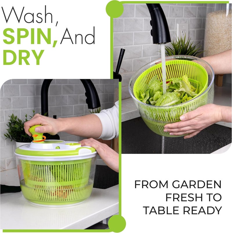 RTMAXCO Salad Spinner, 5L Large Capacity Lettuce Washer with Easy Spin Mechanism, BPA-Free Vegetable Dryer for Kitchen. - Image 5