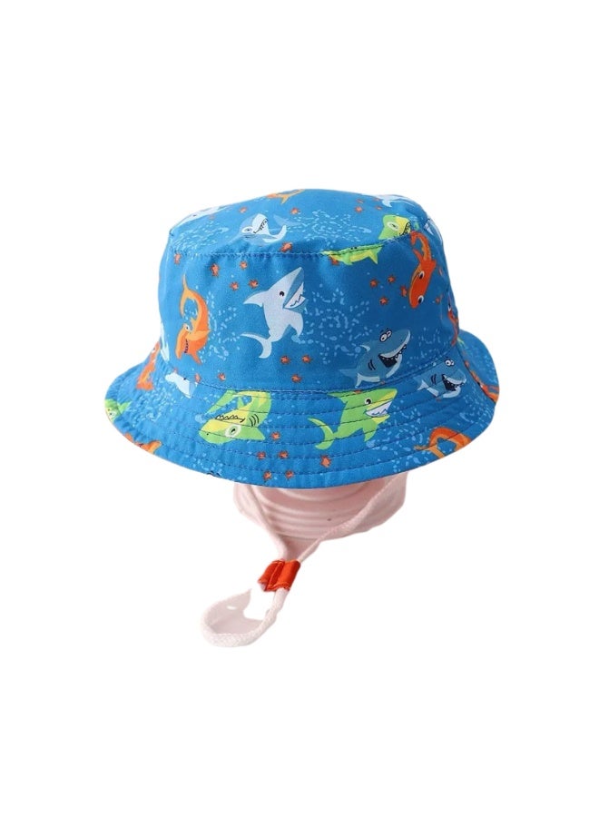 Wonder Kids - Boy's Shark Printed Bucket Hat - Blue - Image 1
