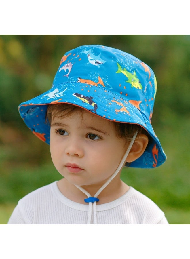 Wonder Kids - Boy's Shark Printed Bucket Hat - Blue - Image 3