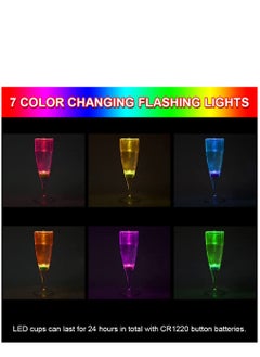 Excefore Glowing Party Cups Set of 6, LED Champagne Flutes Automatic Liquid Activated, Multi-Color Changing Wine Glasses Light Up Glow in the Dark for Halloween Party Birthday  - Image 2