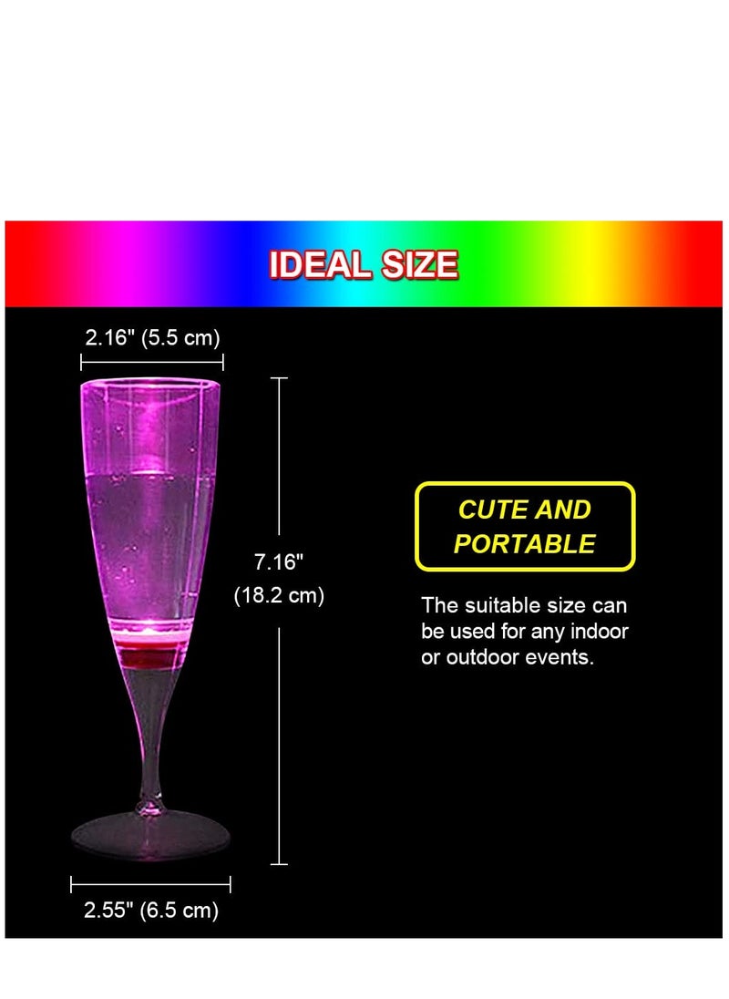 Excefore - Glowing Party Cups Set of 6, LED Champagne Flutes Automatic Liquid Activated, Multi-Color Changing Wine Glasses Light Up Glow in the Dark for Halloween Party Birthday - Image 1