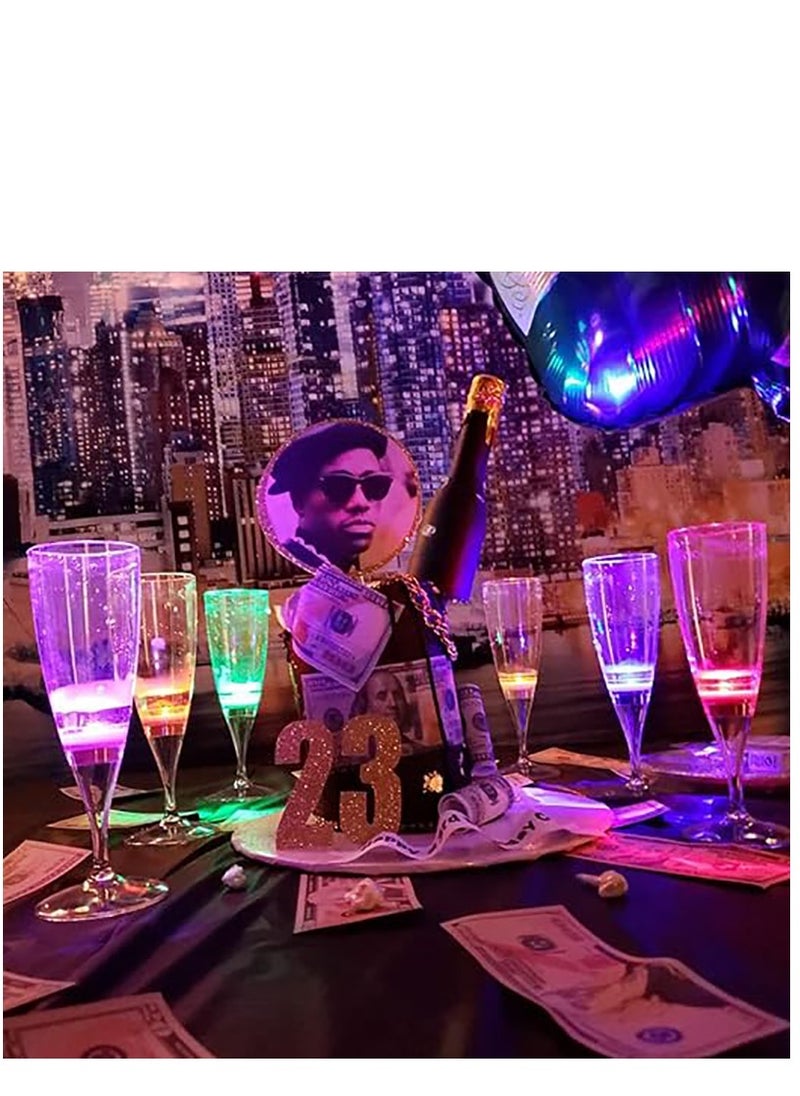 Excefore - Glowing Party Cups Set of 6, LED Champagne Flutes Automatic Liquid Activated, Multi-Color Changing Wine Glasses Light Up Glow in the Dark for Halloween Party Birthday - Image 1