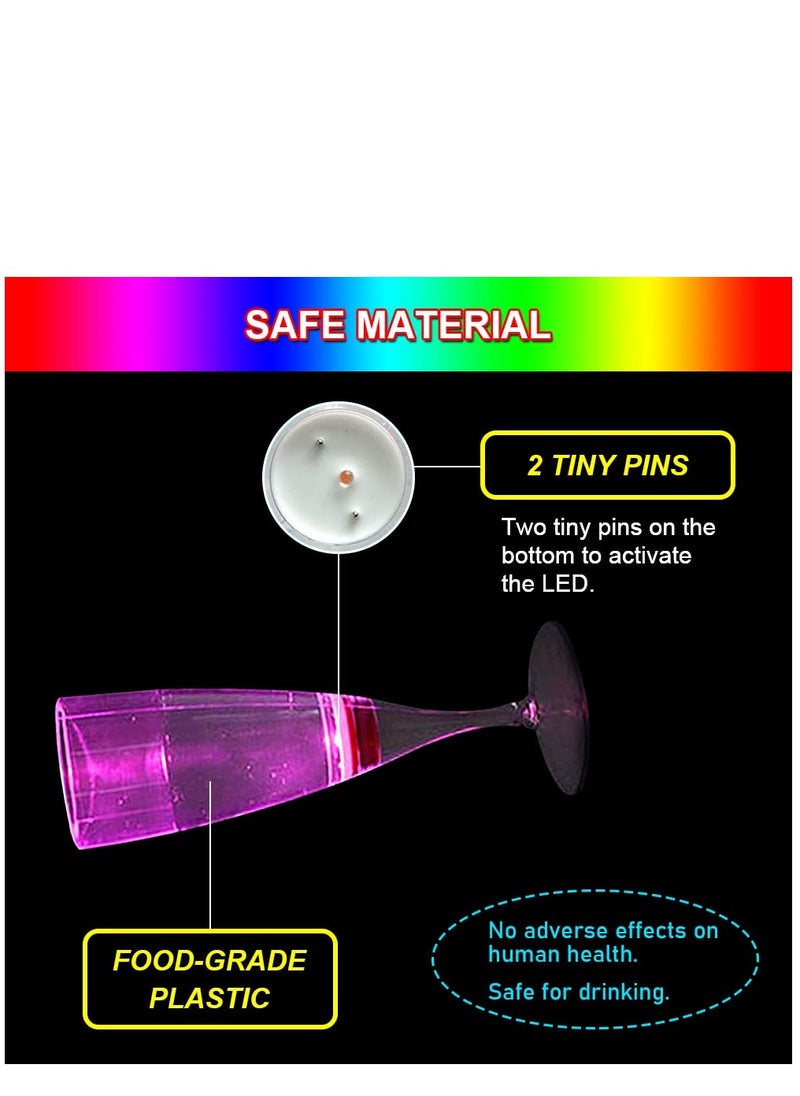 Excefore - Glowing Party Cups Set of 6, LED Champagne Flutes Automatic Liquid Activated, Multi-Color Changing Wine Glasses Light Up Glow in the Dark for Halloween Party Birthday - Image 1