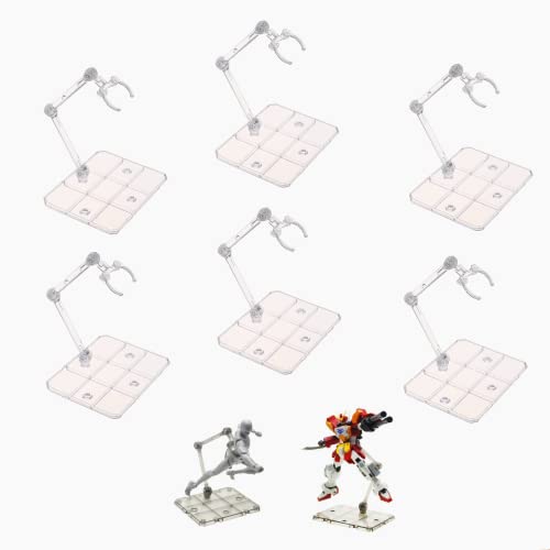 TSY TOOL 6 Pcs of HG144 Action Figure Stand Display Holder Base Doll Model Support Stand Compatible with 6 HG RG SD SHF Gundam 144 Toy Clear - Image 1