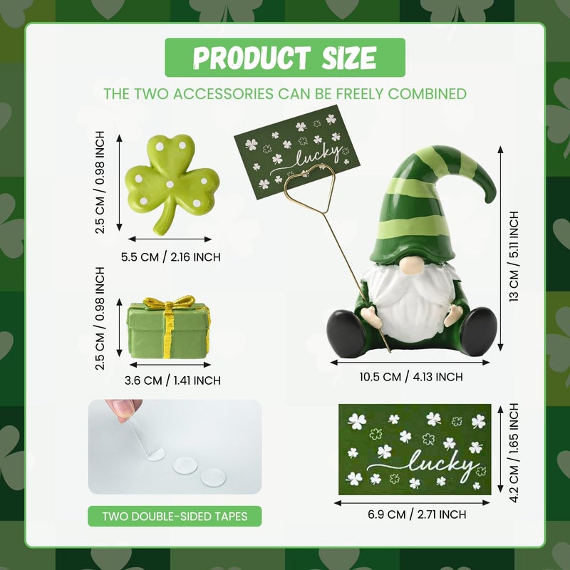 Sm:)e Smile Resin Figurines Set of 4 - Sweet St.Patrick's Day Gnome Shamrock Gift, Indoor Mantle Centerpieces and Tabletop Display - Image 2