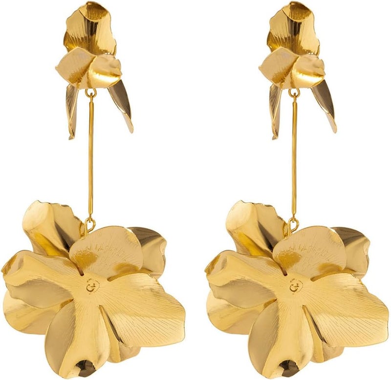 HANNEA® Gold Flower Earrings Floral Drop Dangle Earrings