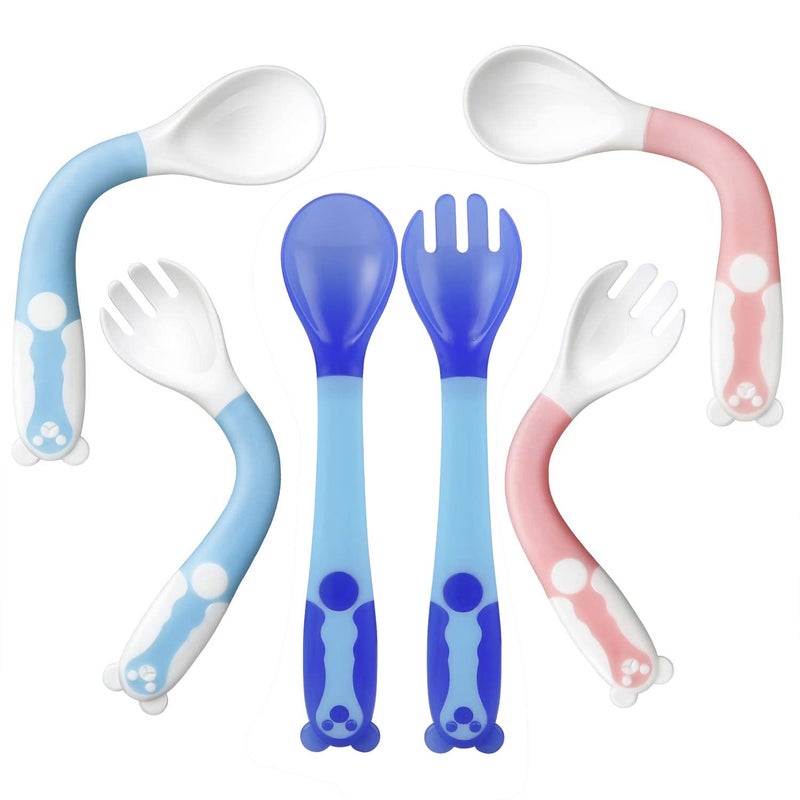 PandaEar Baby Bendable Utensils Spoons| Training Learning Feeding for Kids Toddlers Children and Infants| BPA Free 3 Sets| Great Gift Set | Easy Grip Fork Tableware - Image 1