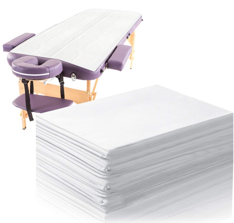 Boao 20 Pieces Disposable Bed Sheet Covers Spa Massage Table Sheet Waterproof Bed Covers Flat Sheets Non-woven Fabric, 31 x 71 Inches(White)