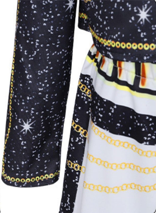 SAVITO Pop Singer Performance Outfits, Black Golden Printed Clothing Suitable for Kids Aged 3-12, Halloween Cosplay Costumes, Black B for 5-6 Years/130CM - Image 4
