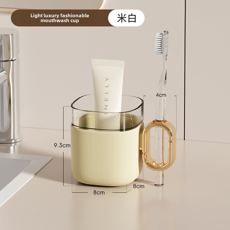 Elegant Transparent Mouthwash Cups for Couples Type C- creamy-white 