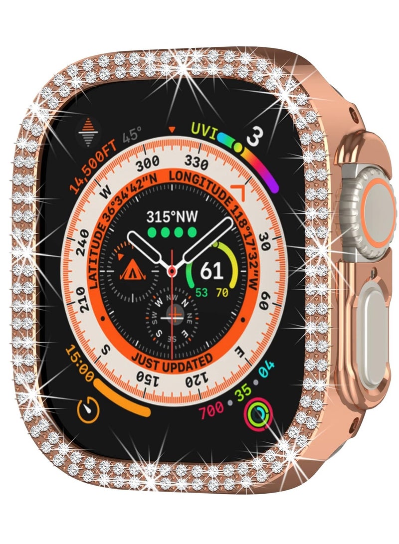 ompatible with Apple Watch Ultra 49mm Bling Case for Women, Hard PC Frame Bumper without Screen Protector, Crystal Diamonds Shell Ultra Slim Protective Cover for iWatch Ultra 49mm- - Image 1