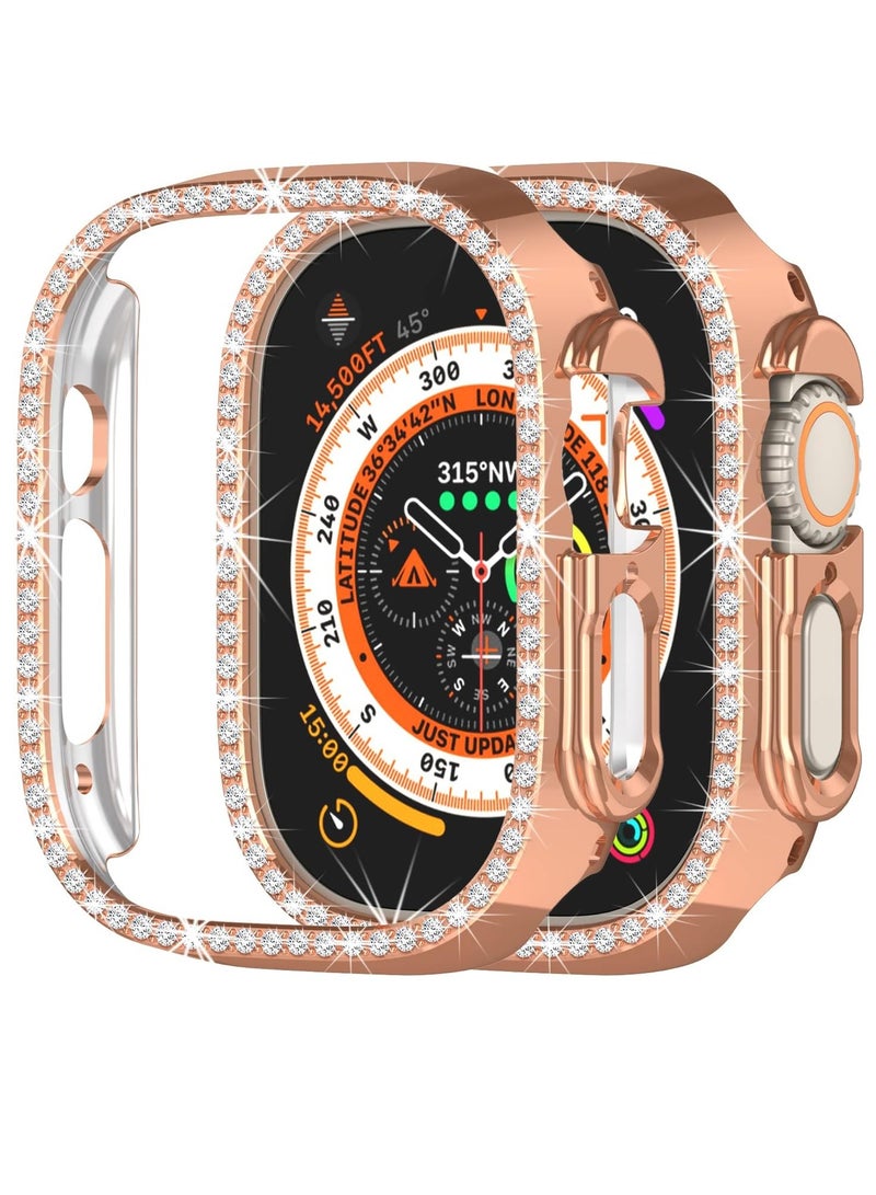 ompatible with Apple Watch Ultra 49mm Bling Case for Women, Hard PC Frame Bumper without Screen Protector, Crystal Diamonds Shell Ultra Slim Protective Cover for iWatch Ultra 49mm- - Image 3
