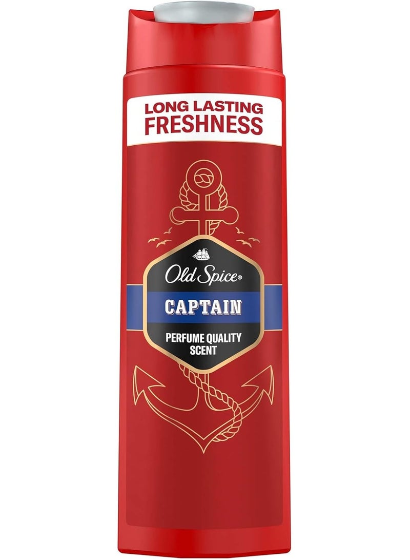 Old Spice Captain  3-in-1 Multi-Purpose Shower Gel for Hair, Face and Body , Long Lasting Freshness, Fragrance Quality, Deep Cleansing 400ML - Image 1