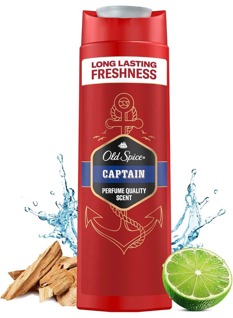 Old Spice Captain  3-in-1 Multi-Purpose Shower Gel for Hair, Face and Body , Long Lasting Freshness, Fragrance Quality, Deep Cleansing 400ML - Image 2