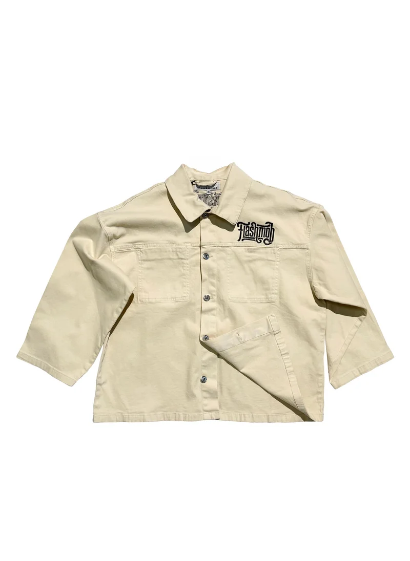 Flashmobnation Beige Flashmob Embroidered Jacket